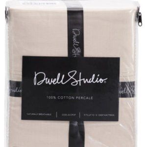 Dwell Studio Queen Size Sheet Set (Natural Tan Beige) Cotton Percale Cool Crisp